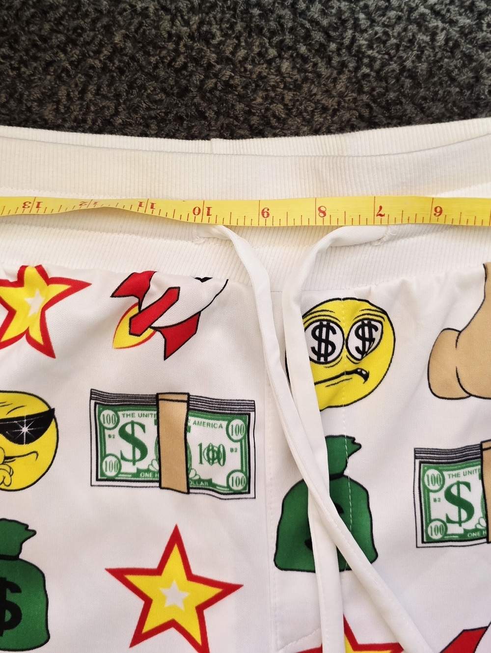 Victorious Los Angeles Emoji Money Print Long Shorts XL White Streetwear - Picture 3 of 7